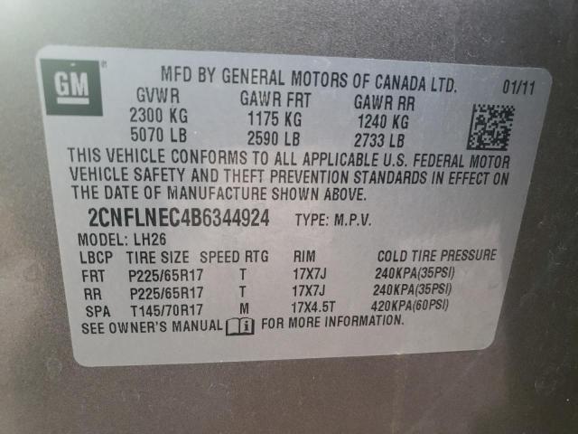 Photo 10 from auction – 2011 CHEVROLET EQUINOX LT with VIN 2CNFLNEC4B6344924