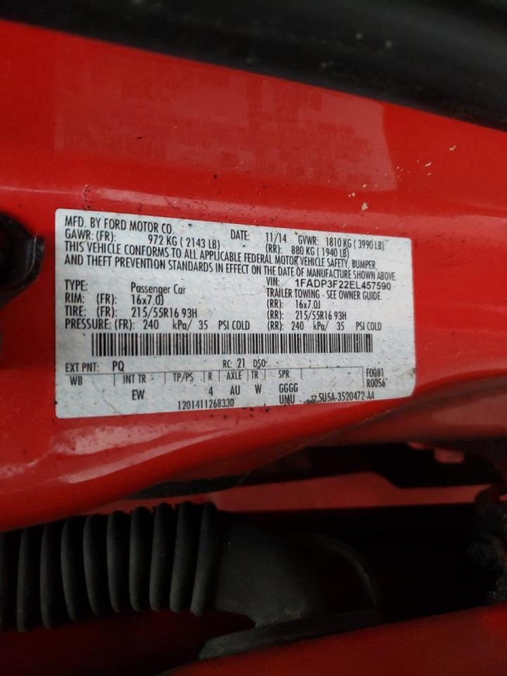 Photo 10 from auction – 2014 FORD FOCUS SE with VIN 1FADP3F22EL457590