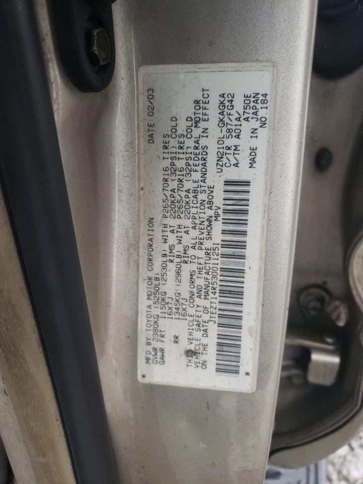 Photo 10 from auction – 2003 TOYOTA 4RUNNER SR with VIN JTEZT14R530011251