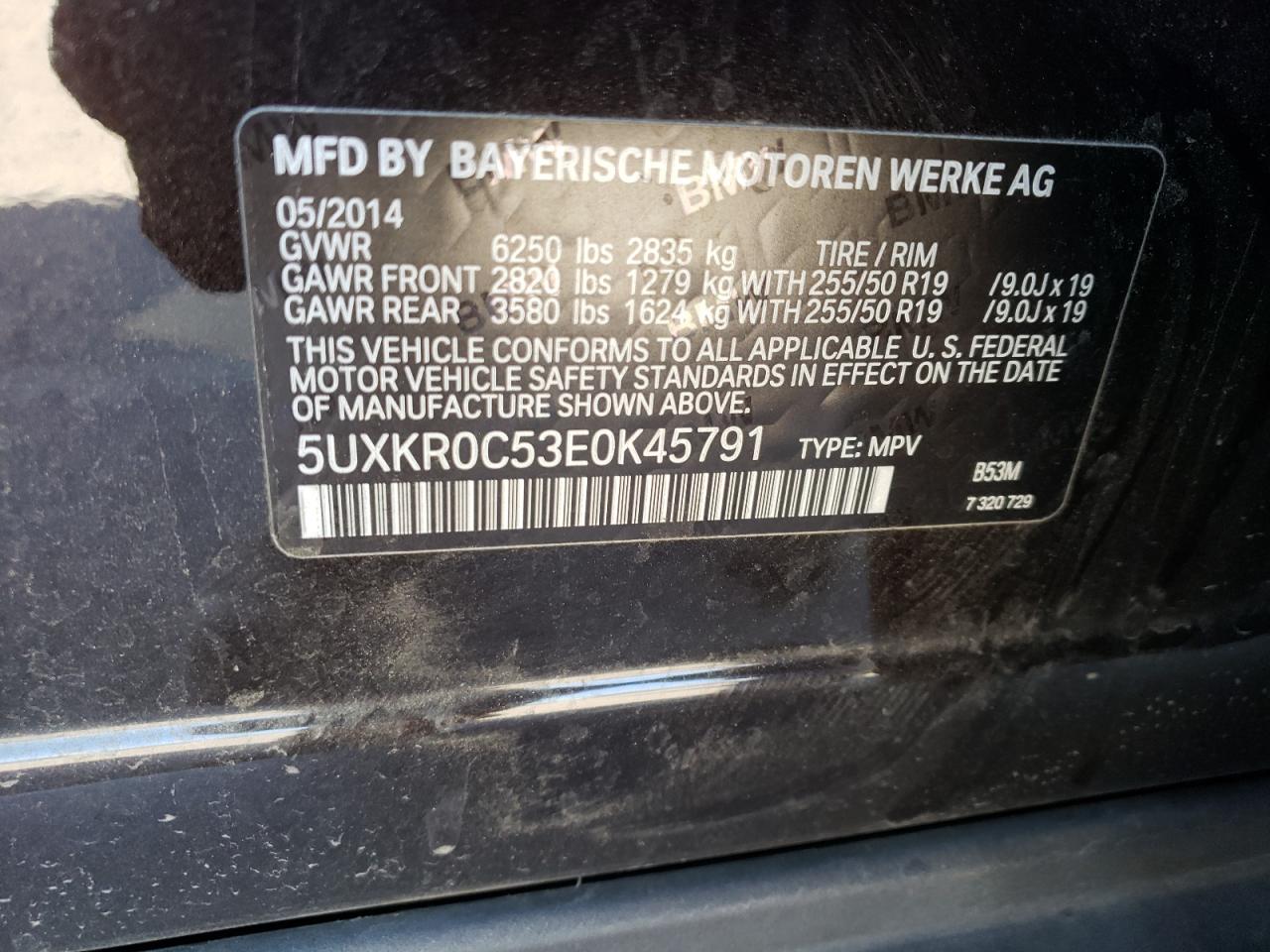 Photo 10 from auction – 2014 BMW X5 XDRIVE3 with VIN 5UXKR0C53E0K45791