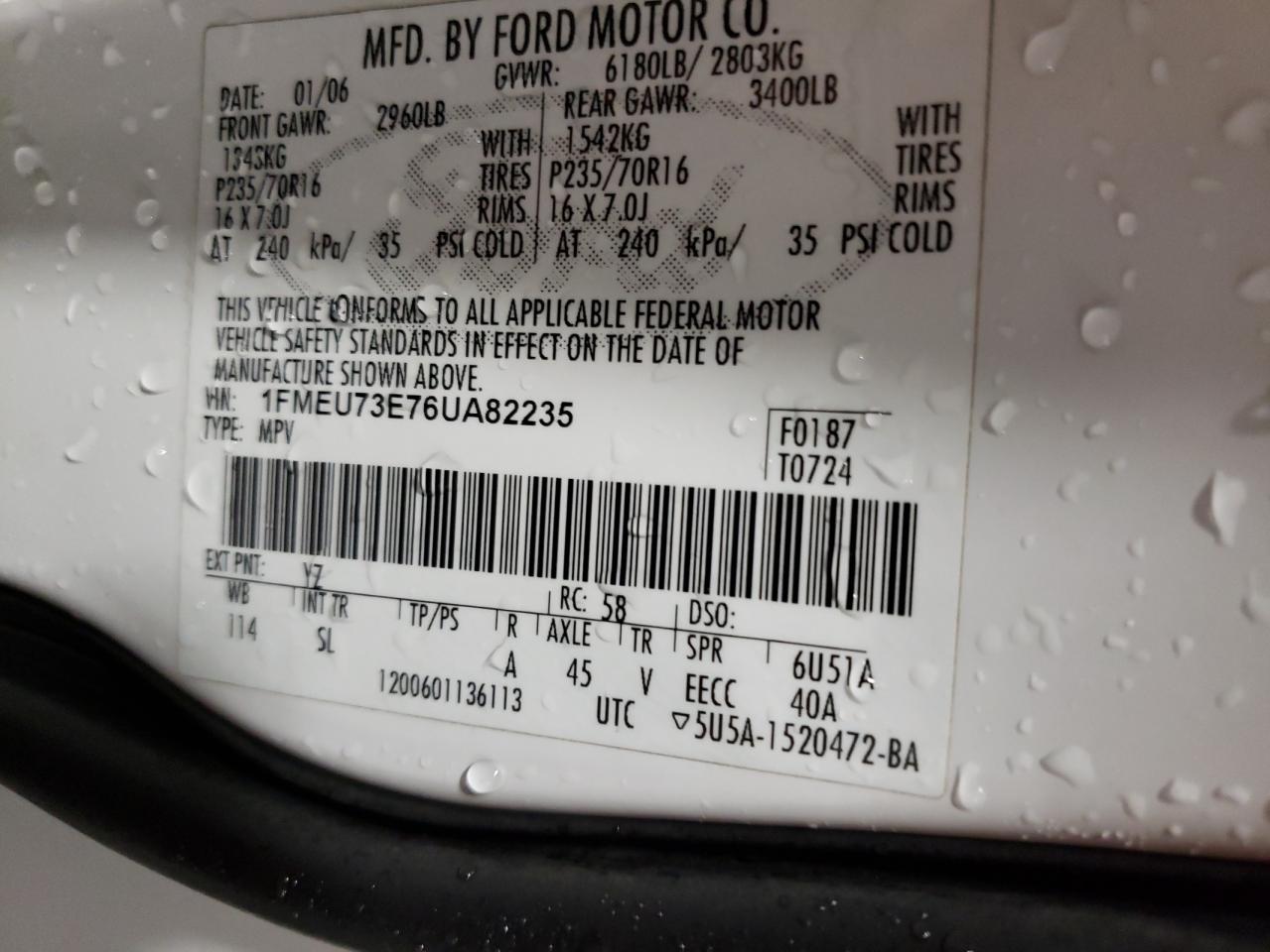 Photo 10 from auction – 2006 FORD EXPLORER X with VIN 1FMEU73E76UA82235