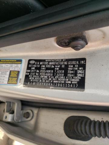 Photo 10 from auction – 2011 KIA SORENTO EX with VIN 5XYKU4A12BG115417