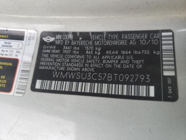 Photo 10 from auction – 2011 MINI COOPER with VIN WMWSU3C57BT092793