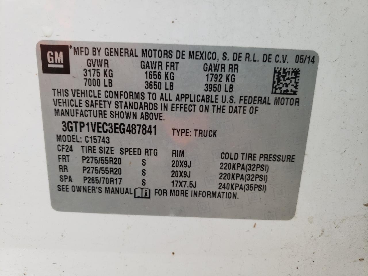 Photo 10 from auction – 2014 GMC SIERRA C15 with VIN 3GTP1VEC3EG487841