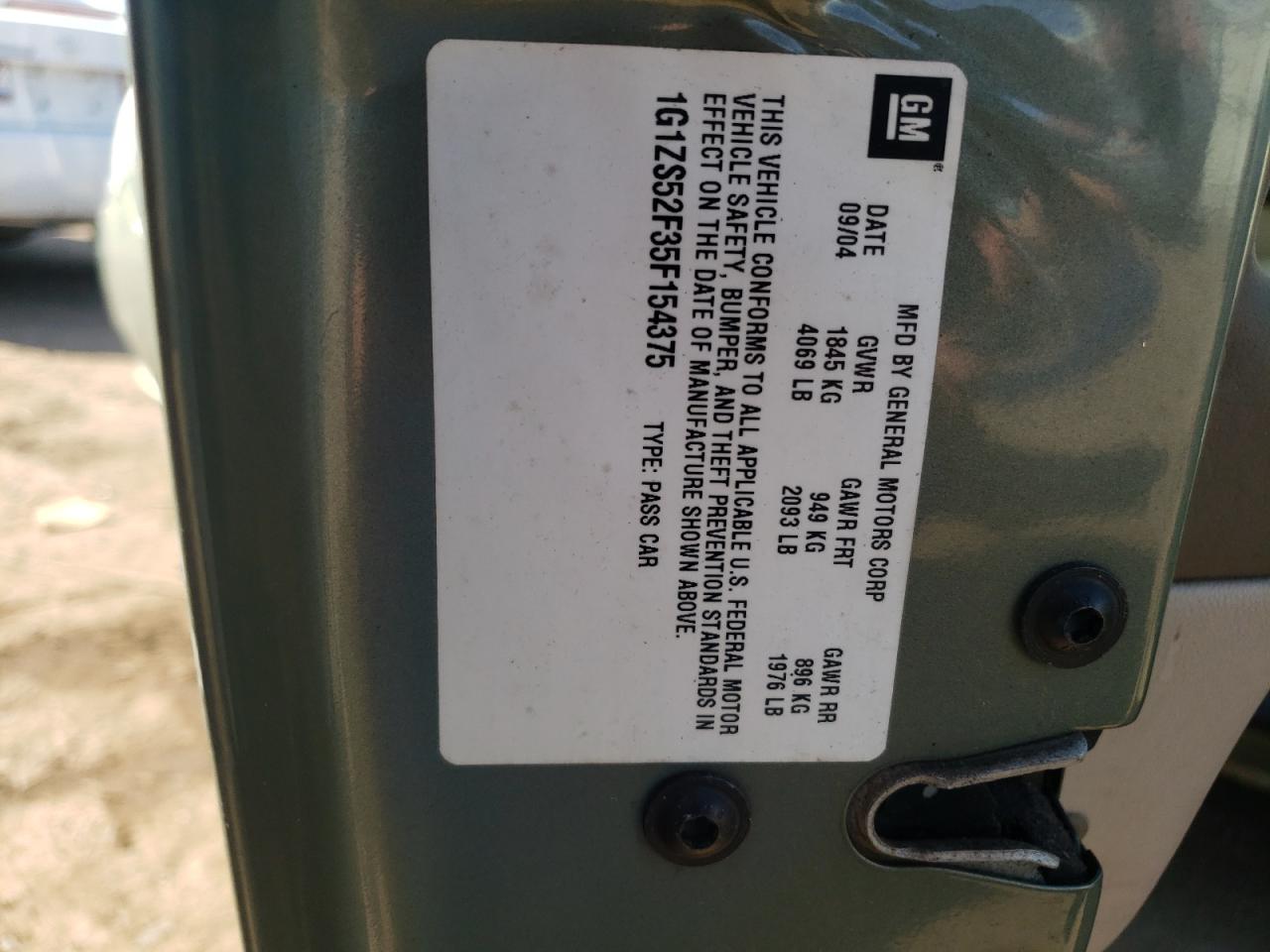 Photo 10 from auction – 2005 CHEVROLET MALIBU with VIN 1G1ZS52F35F154375