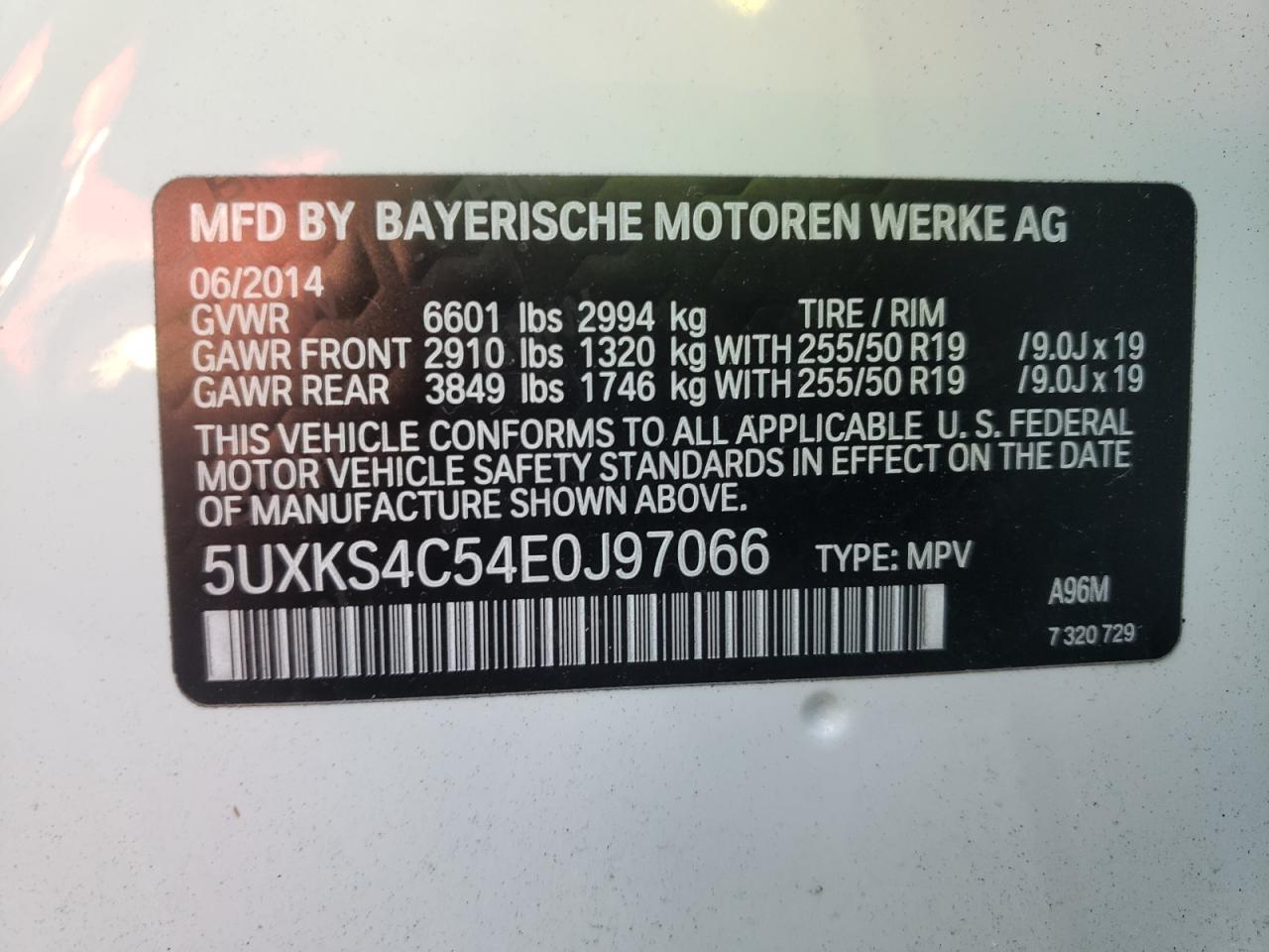 Photo 10 from auction – 2014 BMW X5 XDRIVE3 with VIN 5UXKS4C54E0J97066