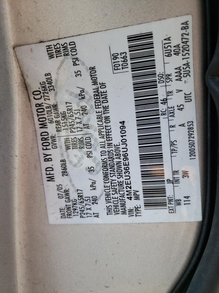 Photo 10 from auction – 2006 MERCURY MOUNTAINEE with VIN 4M2EU36E96UJ01094
