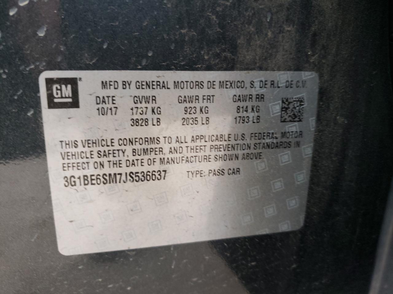 Photo 10 from auction – 2018 CHEVROLET CRUZE LT with VIN 3G1BE6SM7JS536637