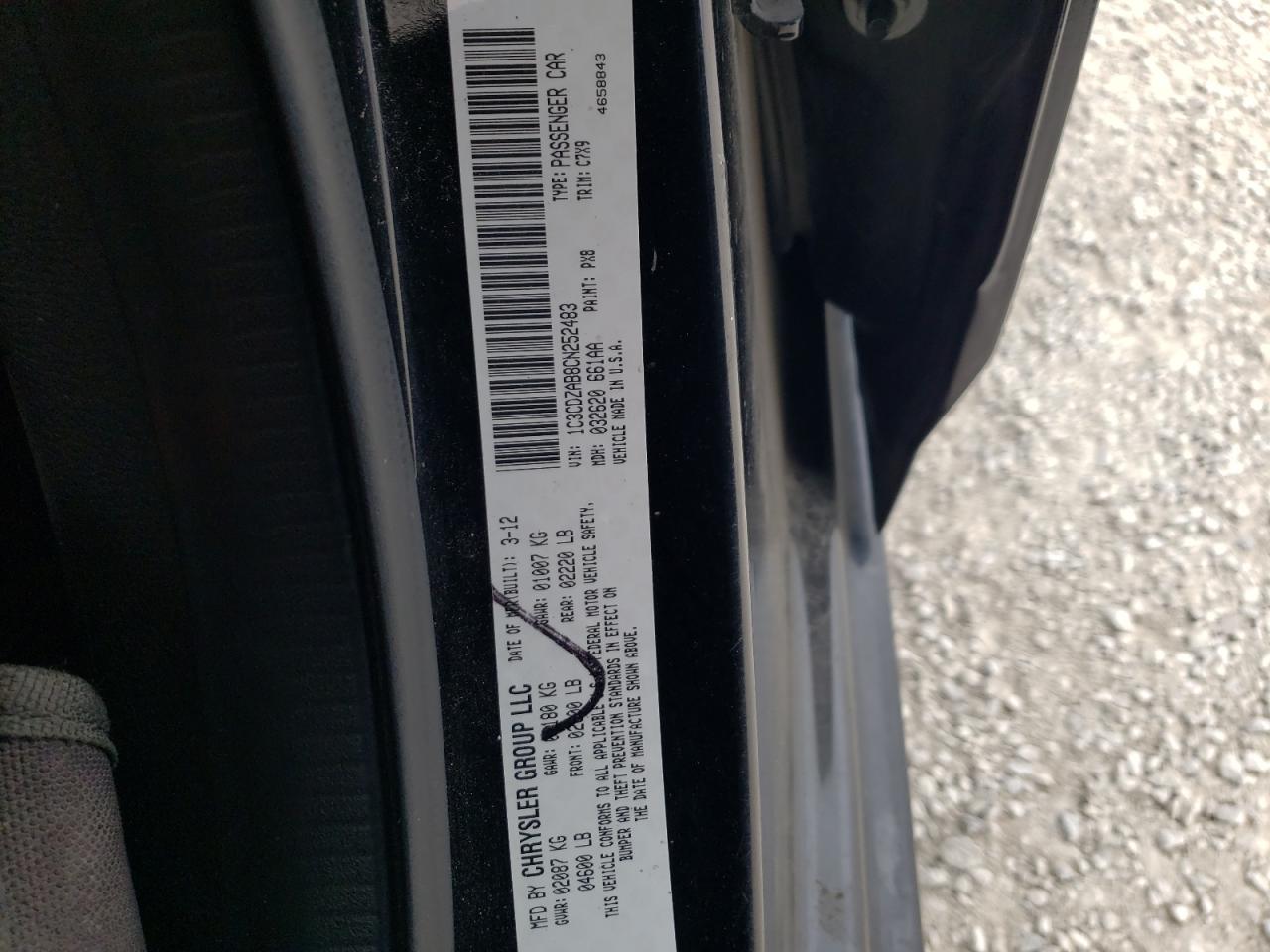 Photo 10 from auction – 2012 DODGE AVENGER SE with VIN 1C3CDZAB8CN252483