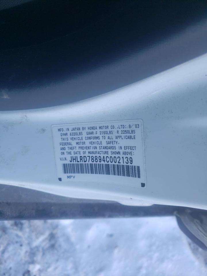 Photo 10 from auction – 2004 HONDA CR-V EX with VIN JHLRD78894C002139