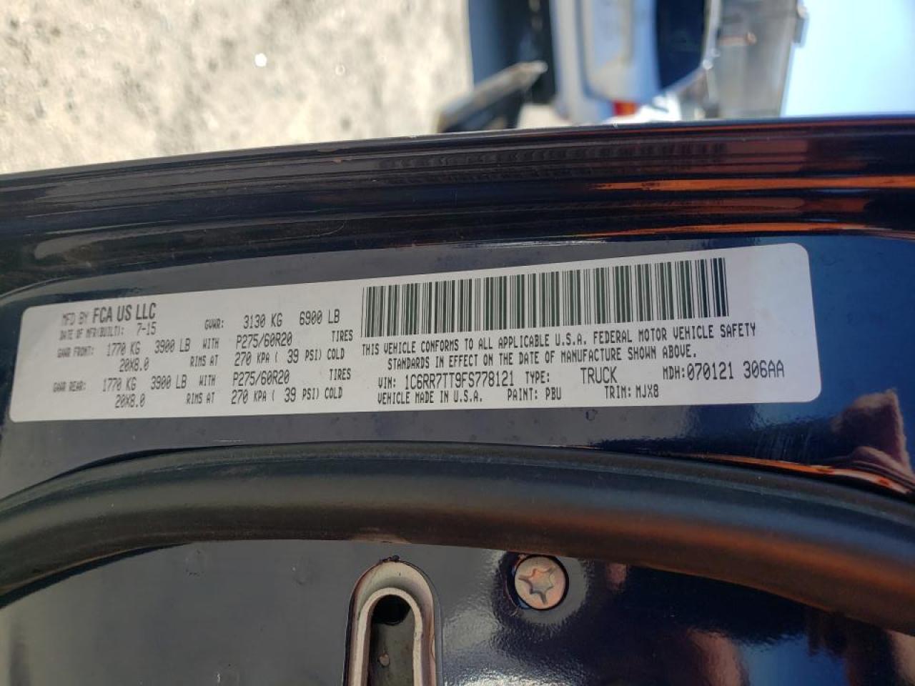 Photo 10 from auction – 2015 RAM 1500 SLT with VIN 1C6RR7TT9FS778121