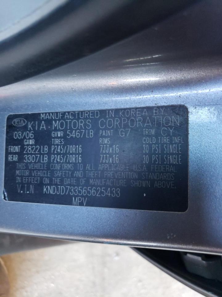 Photo 10 from auction – 2006 KIA SORENTO EX with VIN KNDJD733565625433
