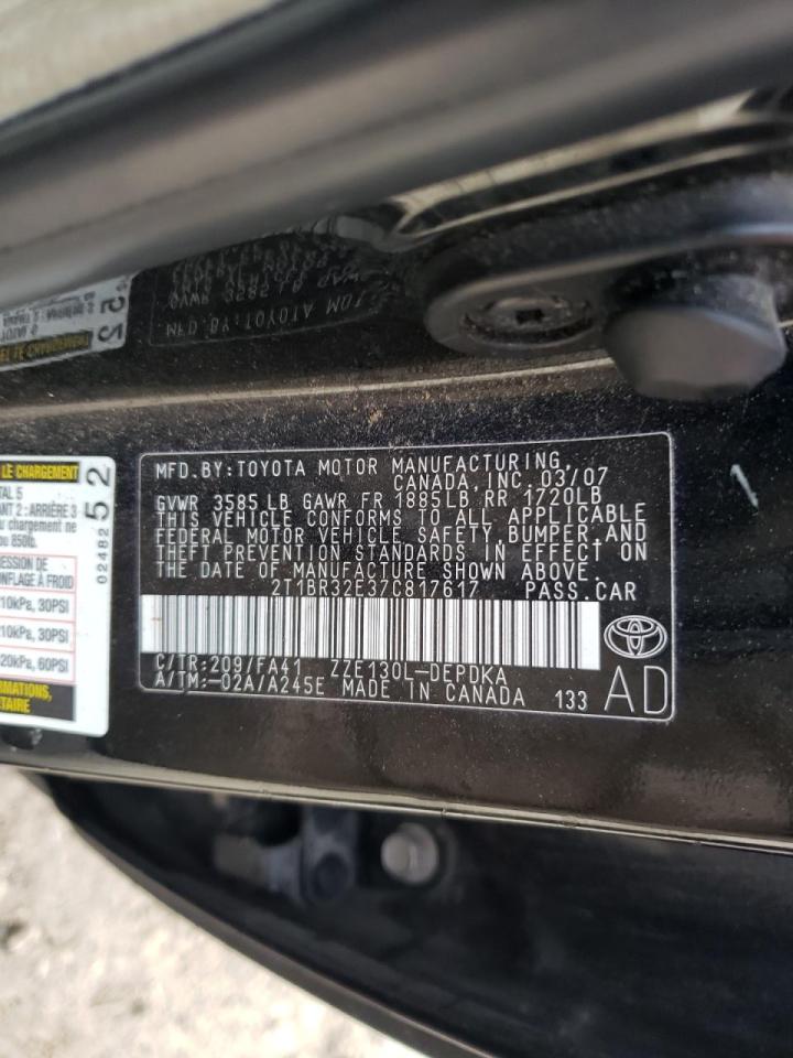 Photo 10 from auction – 2007 TOYOTA COROLLA CE with VIN 2T1BR32E37C817617