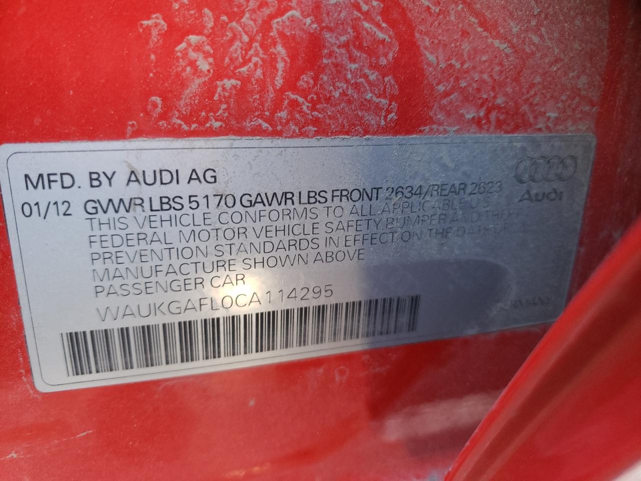 Photo 10 from auction – 2012 AUDI S4 PRESTIG with VIN WAUKGAFL0CA114295