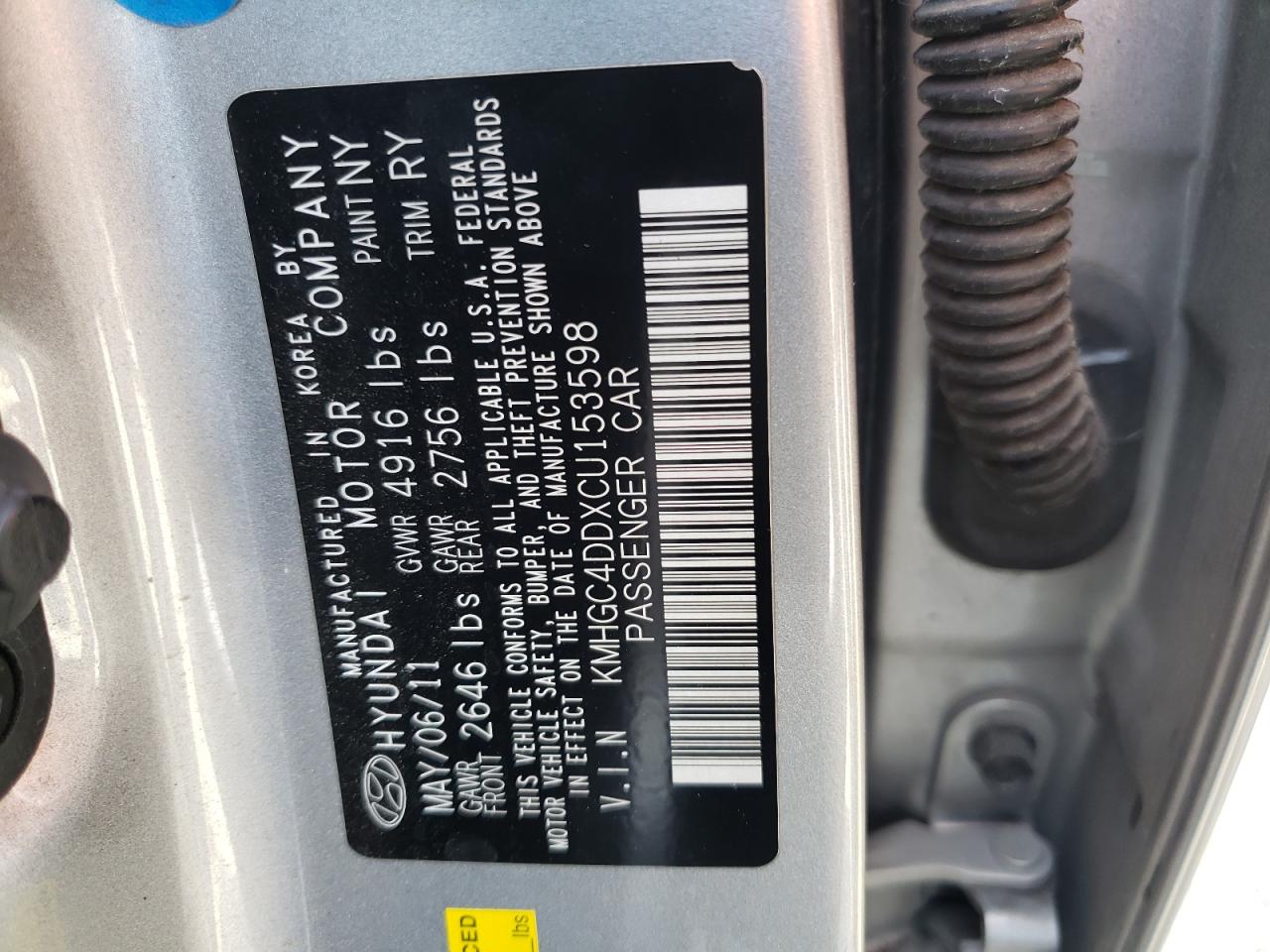 Photo 10 from auction – 2012 HYUNDAI GENESIS 3. with VIN KMHGC4DDXCU153598