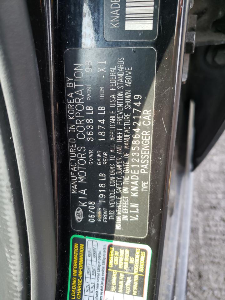 Photo 10 from auction – 2008 KIA RIO BASE with VIN KNADE123586421749