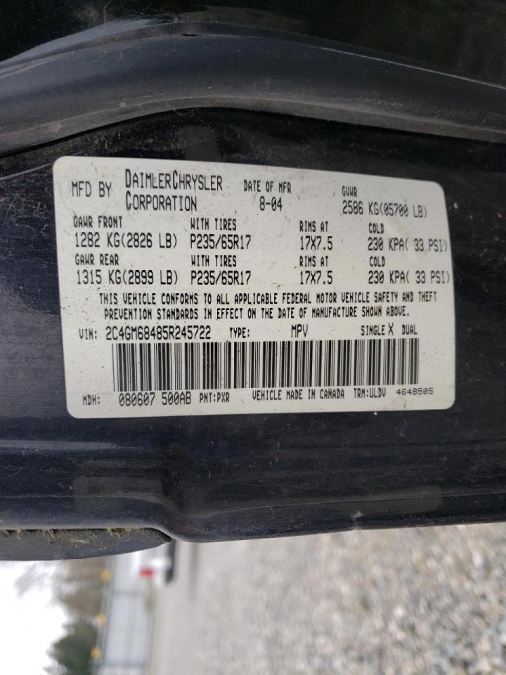 Photo 10 from auction – 2005 CHRYSLER PACIFICA T with VIN 2C4GM68485R245722