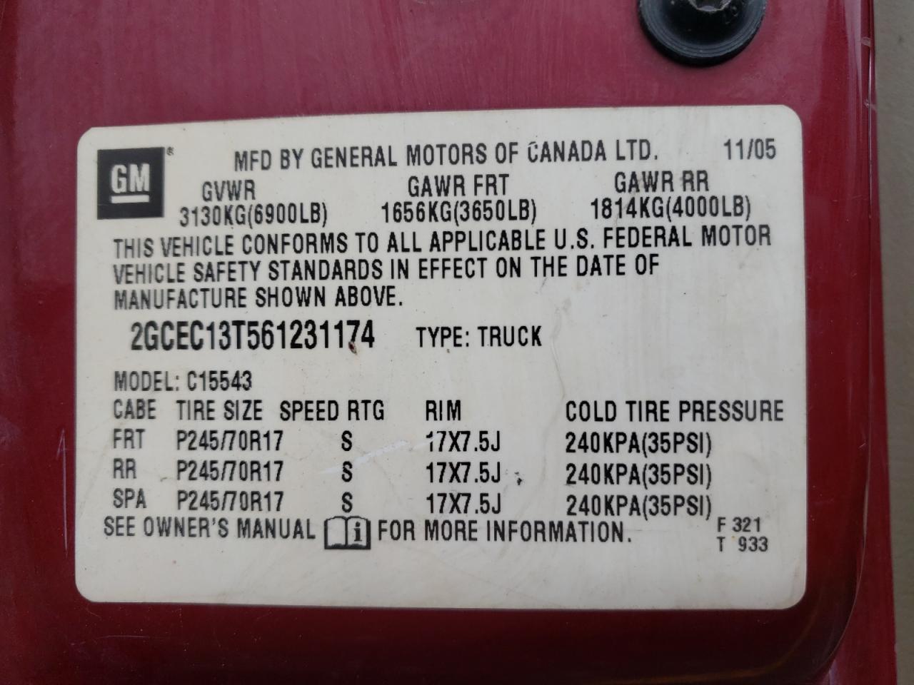 Photo 10 from auction – 2006 CHEVROLET SILVERADO with VIN 2GCEC13T561231174