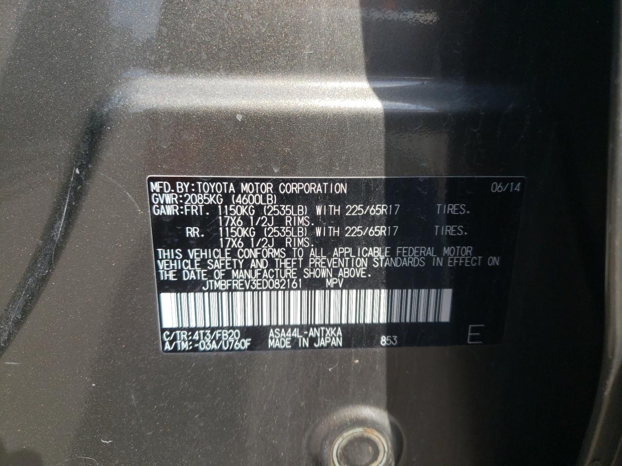 Photo 10 from auction – 2014 TOYOTA RAV4 LE with VIN JTMBFREV3ED082161