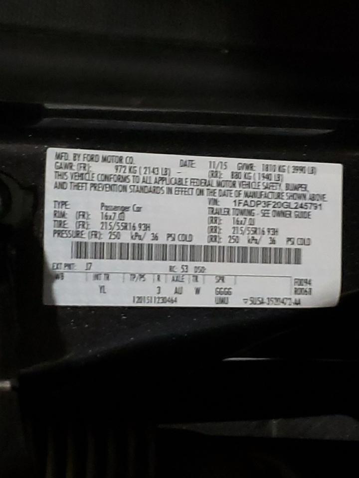 Photo 10 from auction – 2016 FORD FOCUS SE with VIN 1FADP3F20GL245791