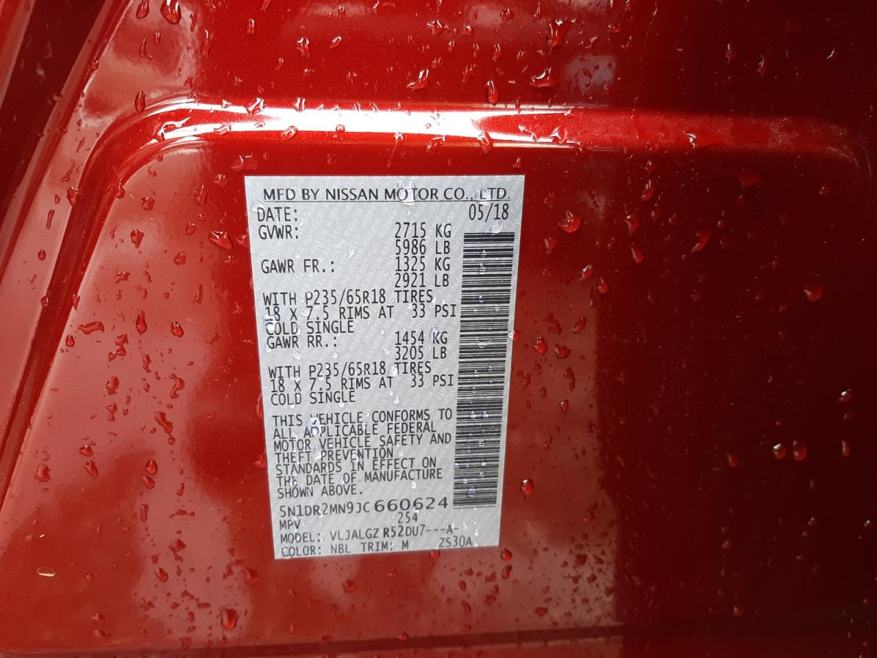 Photo 10 from auction – 2018 NISSAN PATHFINDER with VIN 5N1DR2MN9JC660624