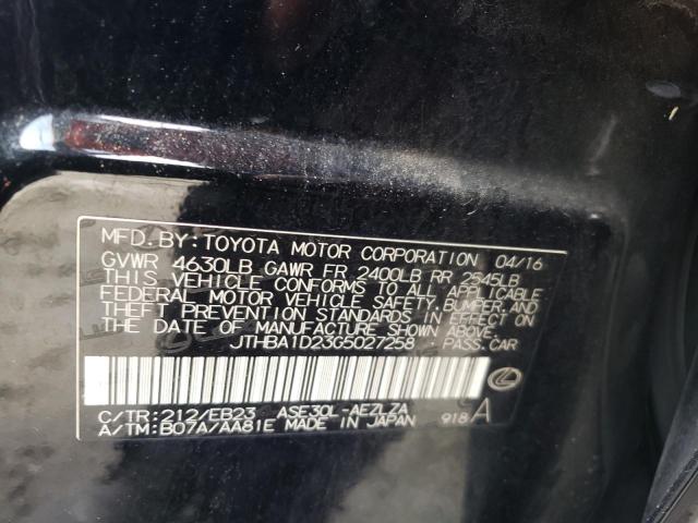 Photo 10 from auction – 2016 LEXUS IS 200T with VIN JTHBA1D23G5027258