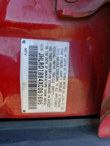 Photo 10 from auction – 1999 HONDA CR-V EX with VIN JHLRD1864XC061695