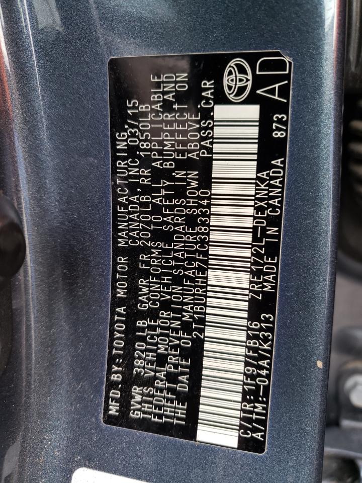 Photo 10 from auction – 2015 TOYOTA COROLLA L with VIN 2T1BURHE7FC383340