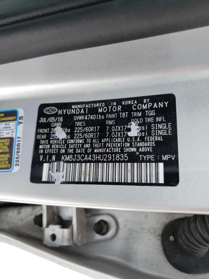 Photo 10 from auction – 2017 HYUNDAI TUCSON with VIN KM8J3CA43HU291835