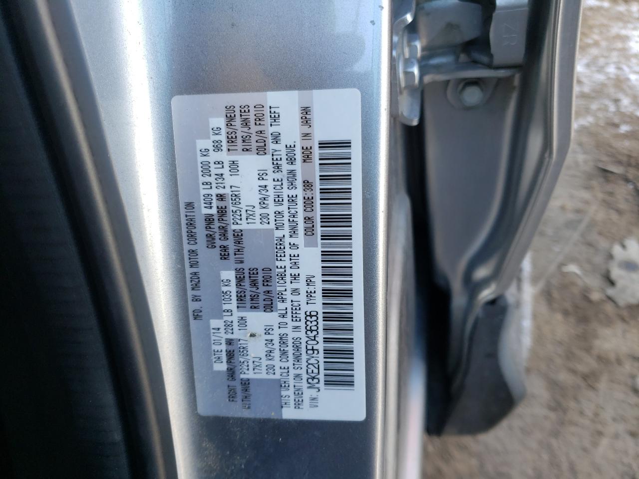 Photo 10 from auction – 2015 MAZDA CX-5 TOURI with VIN JM3KE2CY9F0436336