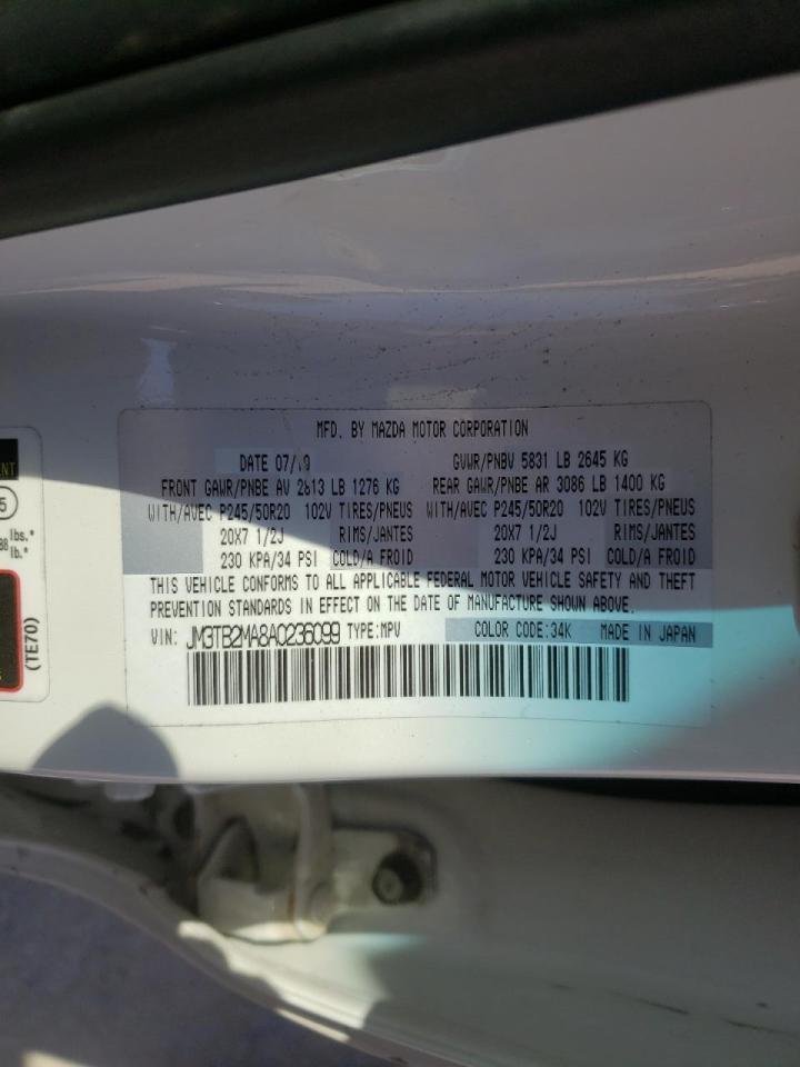 Photo 10 from auction – 2010 MAZDA CX-9 with VIN JM3TB2MA8A0236099