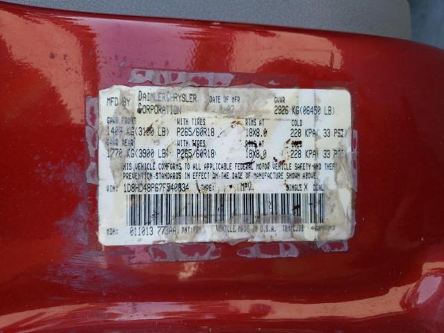 Photo 10 from auction – 2007 DODGE DURANGO SL with VIN 1D8HD48P67F540834
