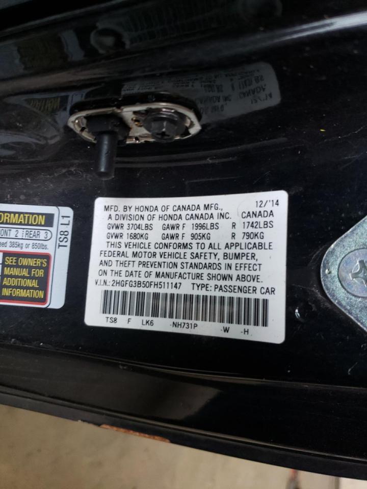 Photo 10 from auction – 2015 HONDA CIVIC LX with VIN 2HGFG3B50FH511147