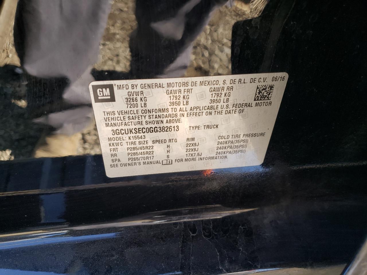 Photo 10 from auction – 2016 CHEVROLET SILVERADO with VIN 3GCUKSEC0GG382613