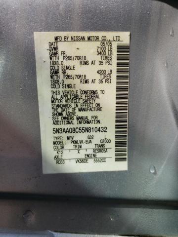 Photo 10 from auction – 2005 INFINITI QX56 with VIN 5N3AA08C55N810432
