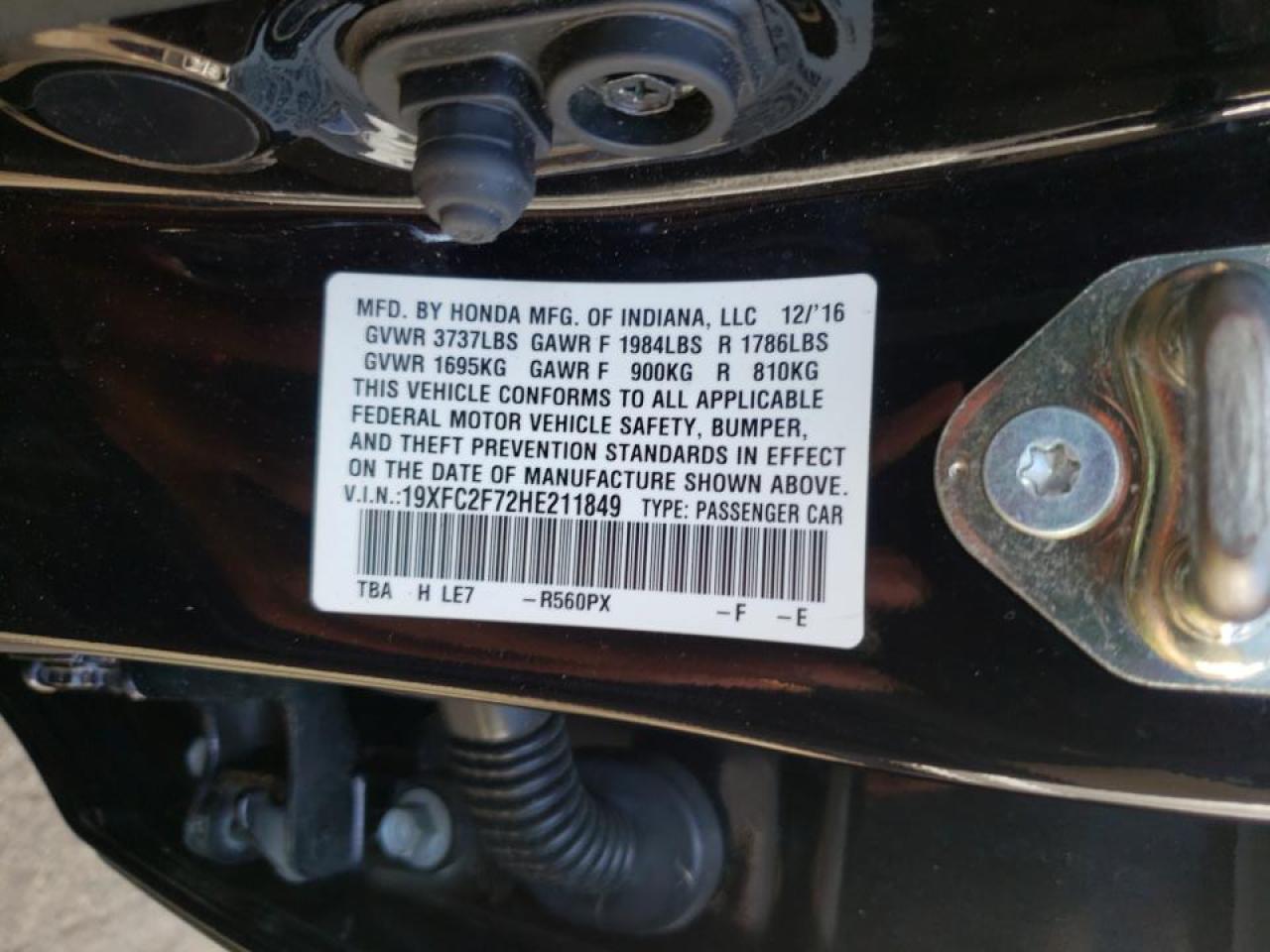 Photo 10 from auction – 2017 HONDA CIVIC EX with VIN 19XFC2F72HE211849