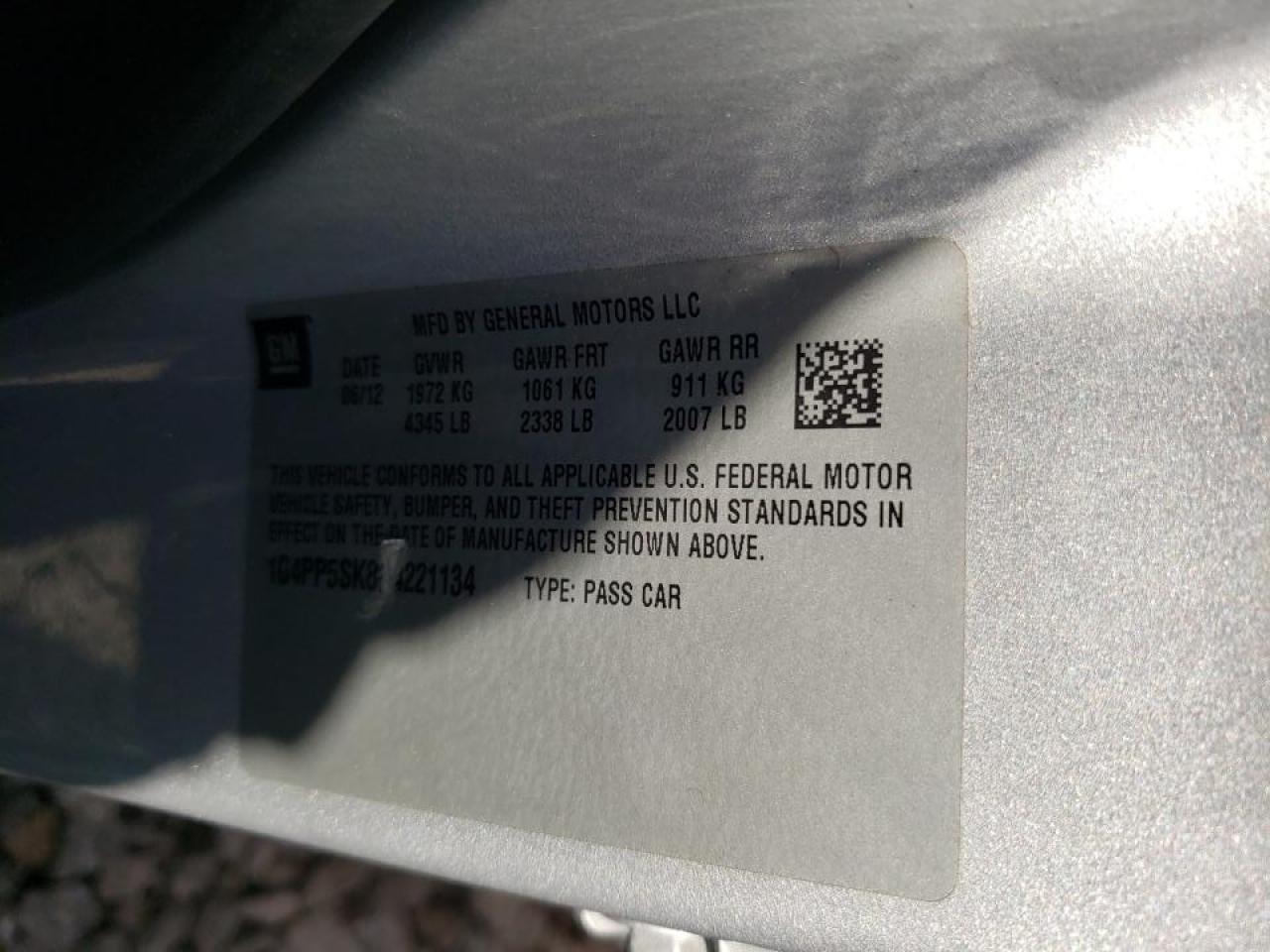 Photo 10 from auction – 2012 BUICK VERANO with VIN 1G4PP5SK8C4221134