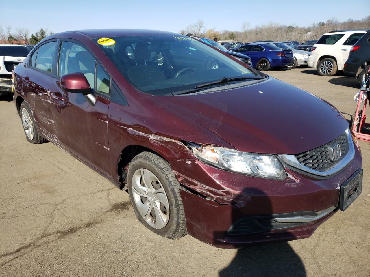 HONDA CIVIC LX 2013 with VIN 19XFB2F54DE262622 - Photo from auction