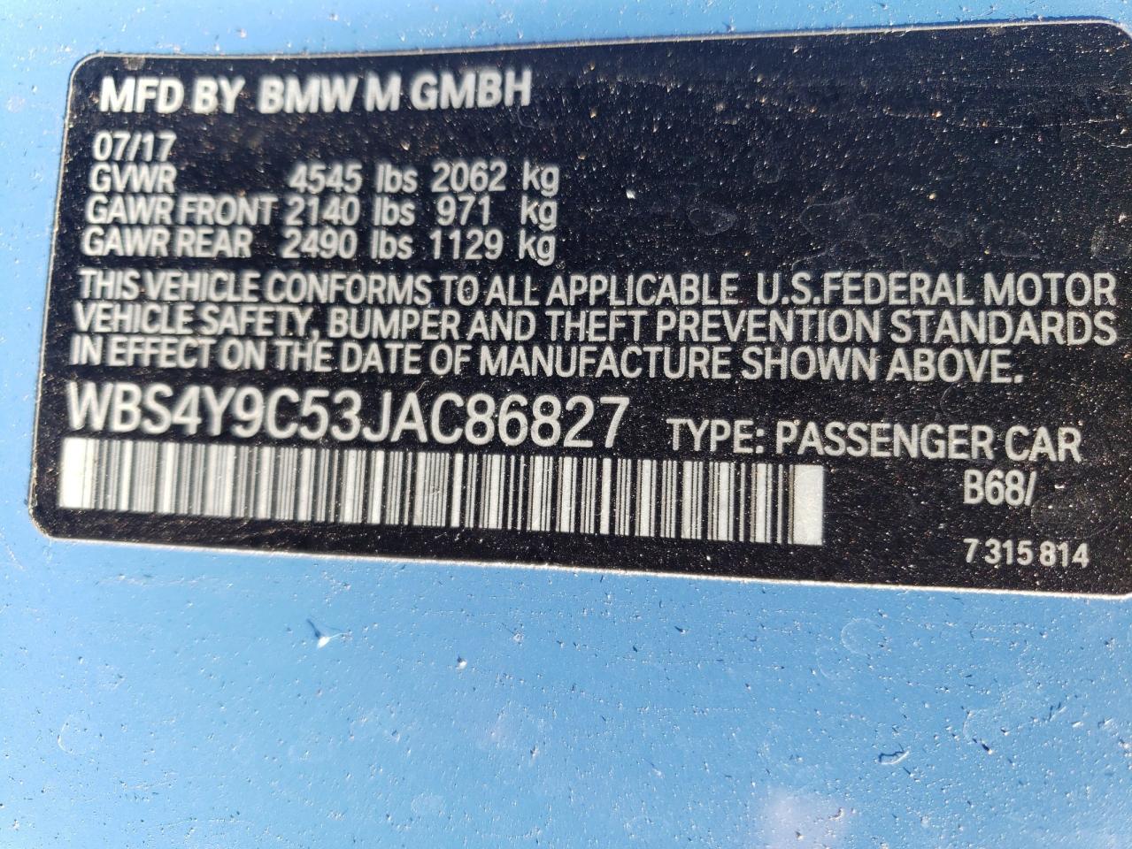 Photo 10 from auction – 2018 BMW M4 with VIN WBS4Y9C53JAC86827