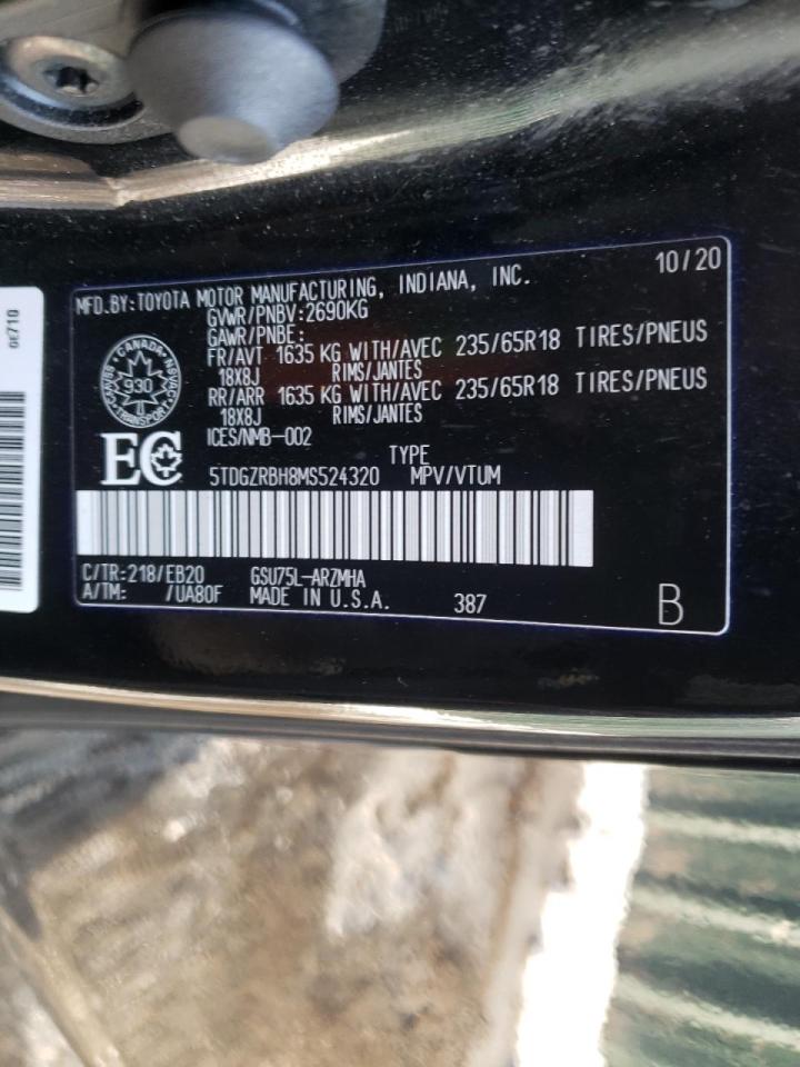 Photo 10 from auction – 2021 TOYOTA HIGHLANDER with VIN 5TDGZRBH8MS524320