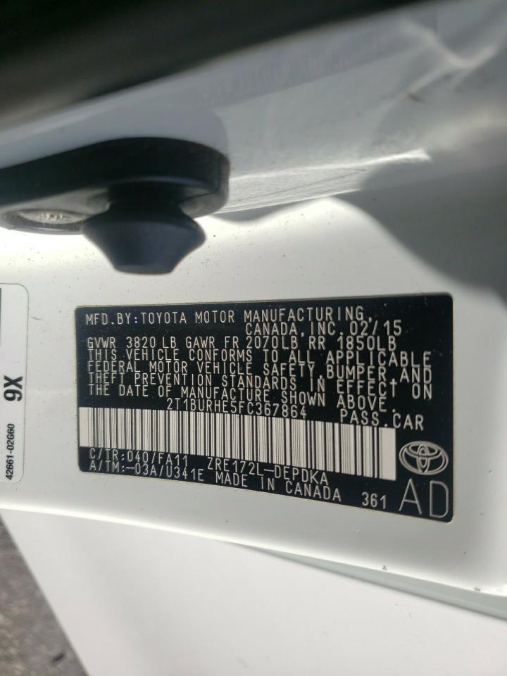 Photo 10 from auction – 2015 TOYOTA COROLLA L with VIN 2T1BURHE5FC367864