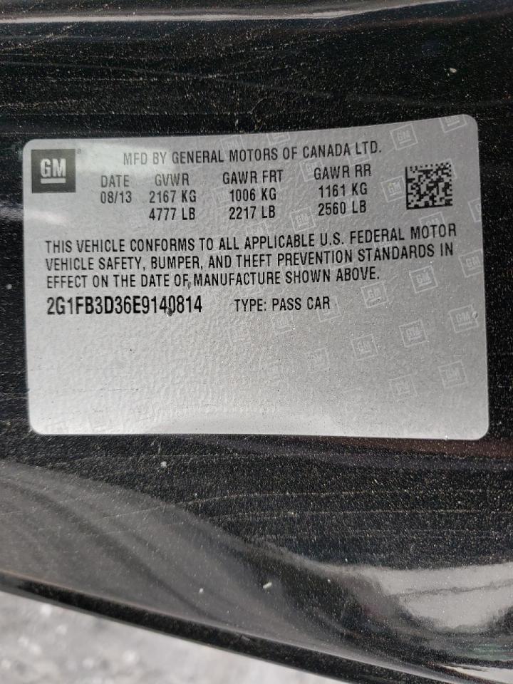 Photo 10 from auction – 2014 CHEVROLET CAMARO LT with VIN 2G1FB3D36E9140814