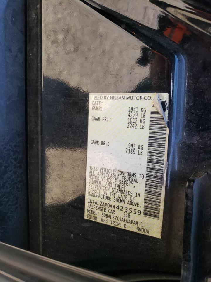 Photo 10 from auction – 2010 NISSAN ALTIMA BAS with VIN 1N4AL2AP0AN423559