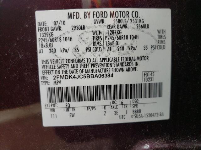 Photo 10 from auction – 2011 FORD EDGE SEL with VIN 2FMDK4JC5BBA06384