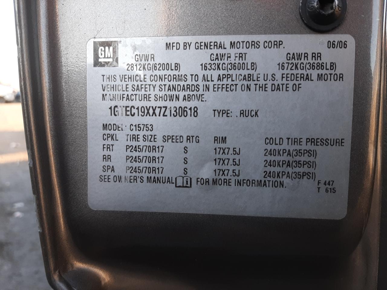 Photo 10 from auction – 2007 GMC NEW SIERRA with VIN 1GTEC19XX7Z130618