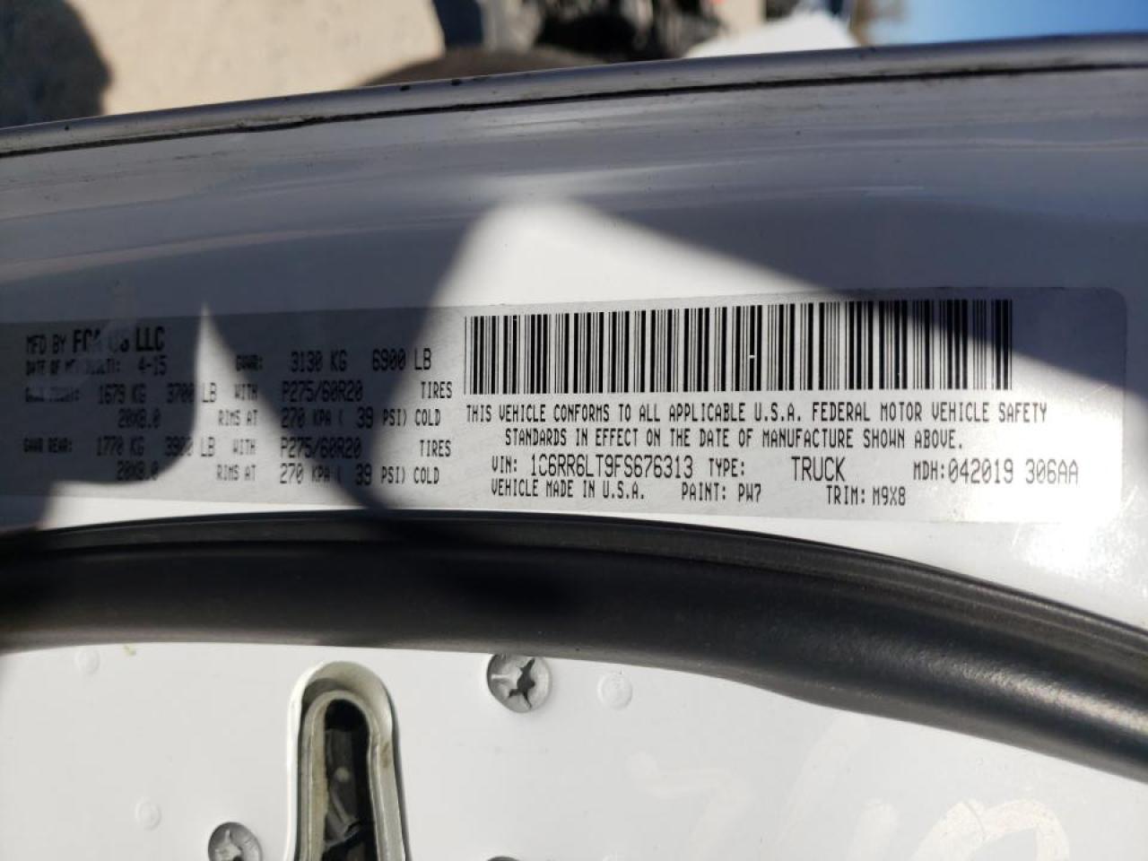 Photo 10 from auction – 2015 RAM 1500 SLT with VIN 1C6RR6LT9FS676313
