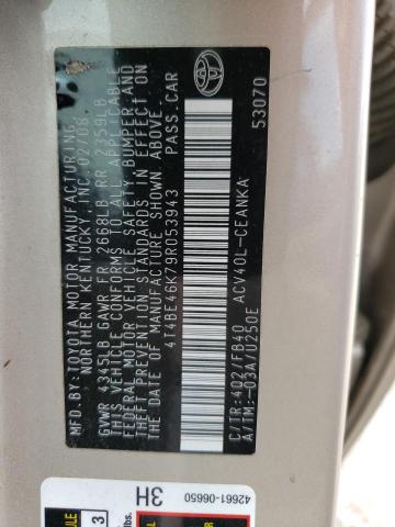 Photo 10 from auction – 2009 TOYOTA CAMRY BASE with VIN 4T4BE46K79R053943