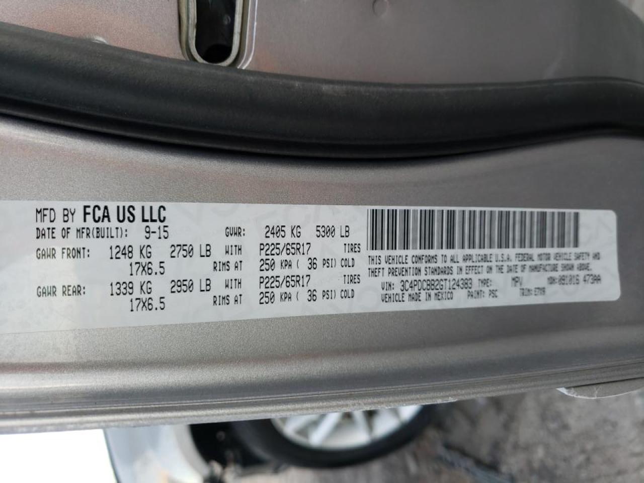 Photo 10 from auction – 2016 DODGE JOURNEY SX with VIN 3C4PDCBB2GT124383