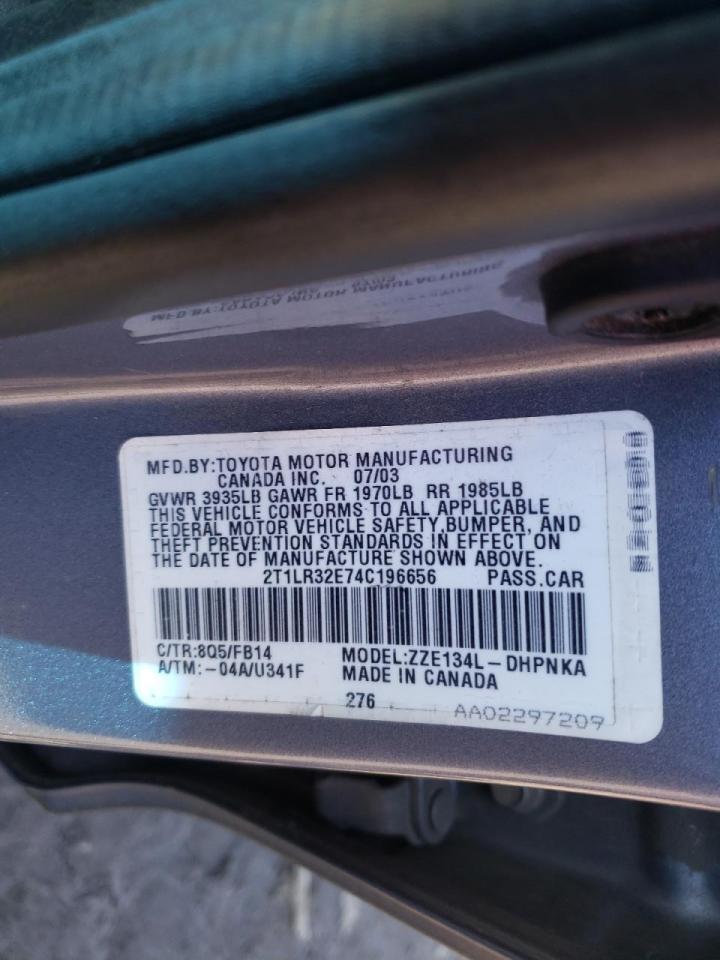 Photo 10 from auction – 2004 TOYOTA COROLLA MA with VIN 2T1LR32E74C196656