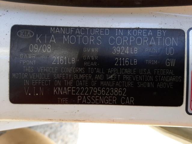 Photo 10 from auction – 2009 KIA SPECTRA EX with VIN KNAFE222795623862